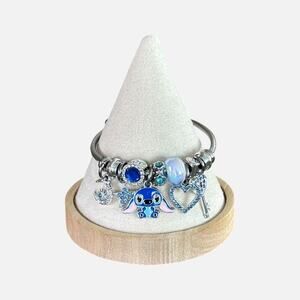 Blue & Silver Cartoon Charm Bangle Bracelet for Girls